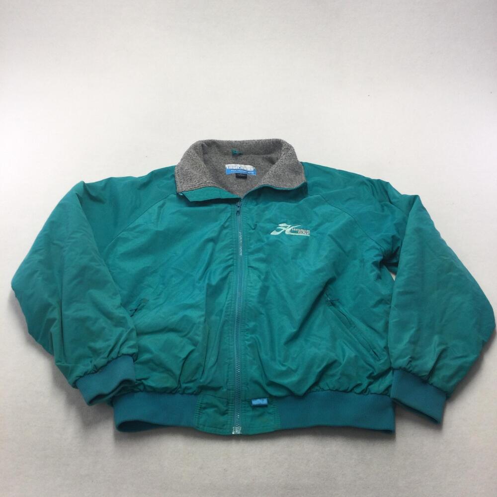 Vintage High Seas Jacket Mens XL Green Fleece Lined Hobie Cat Bomber Nylon 90s